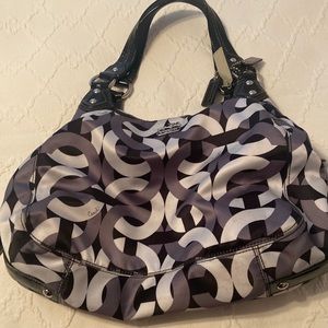 Coach Black and white vinyl soft cloth purse